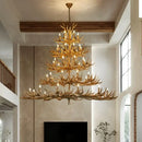 GobekUsa Antler Deer Chandelier: Rustic Resin Hanging Lamp for Living Room & Loft