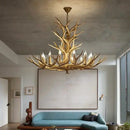 GobekUsa Antler Deer Chandelier: Rustic Resin Hanging Lamp for Living Room & Loft