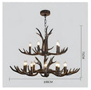 GobekUsa Antler Resin Chandelier: American Country Retro Style LED Hanging Lamp