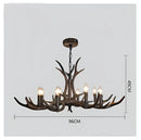 GobekUsa Antler Resin Chandelier: American Country Retro Style LED Hanging Lamp