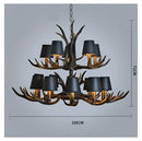 GobekUsa Antler Resin Chandelier: American Country Retro Style LED Hanging Lamp