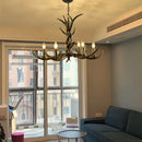 GobekUsa Antler Resin Chandelier: American Country Retro Style LED Hanging Lamp
