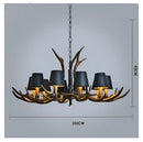 GobekUsa Antler Resin Chandelier: American Country Retro Style LED Hanging Lamp