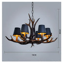 GobekUsa Antler Resin Chandelier: American Country Retro Style LED Hanging Lamp