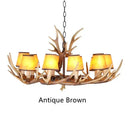 GobekUsa Antler Resin Chandelier: American Country Retro Style LED Hanging Lamp