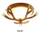 GobekUsa Antler Resin Glass Ceiling Light American Country Retro Style Home Decor
