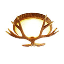 GobekUsa Antler Resin Glass Ceiling Light American Country Retro Style Home Decor