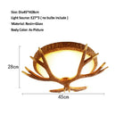 GobekUsa Antler Resin Glass Ceiling Light American Country Retro Style Home Decor