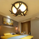GobekUsa Antler Resin Glass Ceiling Light American Country Retro Style Home Decor