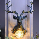 GobekUsa Antler Wall Lamp Deer Head Wall Light Resin Deer Decor Wall Sconce