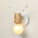 Vintage black & light wood antler wall sconce bedroom light by Decorbites