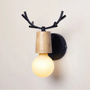 Vintage black & light wood antler wall sconce bedroom light by Decorbites