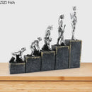 GobekUsa Ape Man Evolution Sculpture Resin Artwork Decor Ornaments Model Statue