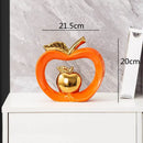 GobekUsa Apple Hollow Golden Ceramic Art Crafts Candy Jar Storage Home Decor