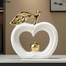 GobekUsa Apple Sculpture: Gold-Plated Ceramic Desk Ornament for Minimalist Room Decor