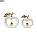 GobekUsa Apple Sculpture: Gold-Plated Ceramic Desk Ornament for Minimalist Room Decor