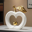 GobekUsa Apple Sculpture: Gold-Plated Ceramic Desk Ornament for Minimalist Room Decor