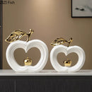 GobekUsa Apple Sculpture: Gold-Plated Ceramic Desk Ornament for Minimalist Room Decor