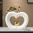 GobekUsa Apple Sculpture: Gold-Plated Ceramic Desk Ornament for Minimalist Room Decor