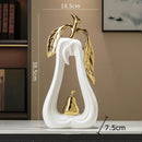 GobekUsa Apple Sculpture: Gold-Plated Ceramic Desk Ornament for Minimalist Room Decor