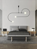 GobekUsa Arc Line Chandelier: Nordic Suspension Pendant for Living Dining Room Kitchen