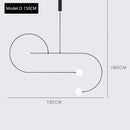 GobekUsa Arc Line Chandelier: Nordic Suspension Pendant for Living Dining Room Kitchen