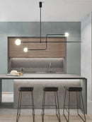 GobekUsa Arc Line Chandelier: Nordic Suspension Pendant for Living Dining Room Kitchen