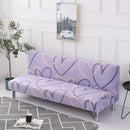 Ornate black & white armless futon sofa cover living room slipcover by Decorbites