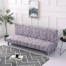 Ornate black & white armless futon sofa cover living room slipcover by Decorbites