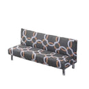 Ornate black & white armless futon sofa cover living room slipcover by Decorbites