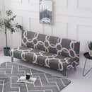 Ornate black & white armless futon sofa cover living room slipcover by Decorbites
