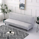 Ornate black & white armless futon sofa cover living room slipcover by Decorbites