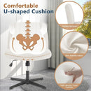 GobekUsa Armless Wide Desk Chair - Modern Office Chair with Cross-Legged Design