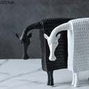 Armored warhorse resin black & white sheep – bedroom desk decoration by Decorbites