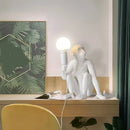GobekUsa Art Deco 1-Head White Monkey Table Lamp - Stylish Resin Nightstand Light with Unique Shadeless Design
