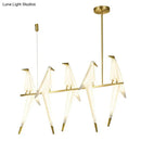 GobekUsa Art Deco Acrylic Bird Island Pendant Light with 5 White and Gold LED Bulbs