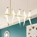 GobekUsa Art Deco Acrylic Bird Island Pendant Light with 5 White and Gold LED Bulbs