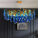 GobekUsa Art Deco Blue Queen Crystal Chandelier for Living Room