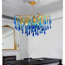 GobekUsa Art Deco Blue Queen Crystal Chandelier for Living Room