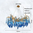GobekUsa Art Deco Blue Queen Crystal Chandelier for Living Room