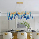 GobekUsa Art Deco Blue Queen Crystal Chandelier for Living Room