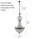 GobekUsa Art Deco Crystal LED Chandelier in 2 Sizes for Parlor, Bedroom, Lobby, Hotel