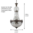 GobekUsa Art Deco Crystal LED Chandelier in 2 Sizes for Parlor, Bedroom, Lobby, Hotel