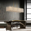 GobekUsa Art Deco Golden Copper Glass Chandelier LED Lighting Fixture