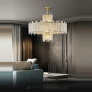 GobekUsa Art Deco Golden Copper Glass Chandelier LED Lighting Fixture