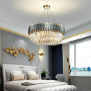 GobekUsa Art Deco Golden Crystal Chandelier LED Hanging Lamp