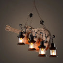 GobekUsa Art Deco Industrial Guitar Pendant Light with Light Wood and Black Metal Finish