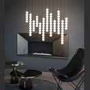 GobekUsa Art Deco LED Glass Pingpong Pendant Light in Gold Chrome Black.