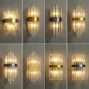 GobekUsa Art Deco LED Stainless Steel Crystal Wall Sconce, Bedroom Corridor Golden Black Wall Light
