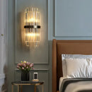 GobekUsa Art Deco LED Stainless Steel Crystal Wall Sconce, Bedroom Corridor Golden Black Wall Light